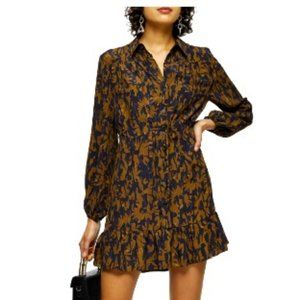 Topshop Floral Camouflage Long Sleeve Shirtdress